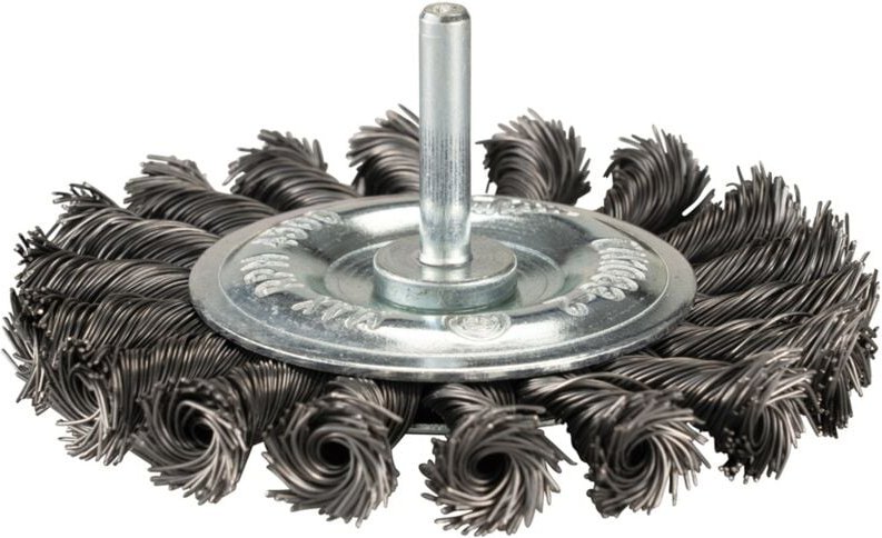 Rundbürste, ø 100 mm, gezopft, verzinkter Stahl, Rundschaft - Makita