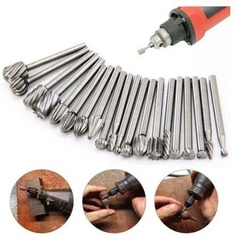 Odipie - 20-teiliges HSS-Frässtift-Set, Wolframkarbid-Fräser-Bits, 1/8 Zoll (3 mm) Schaft, Dremel-Frässtifte für Heimwer...