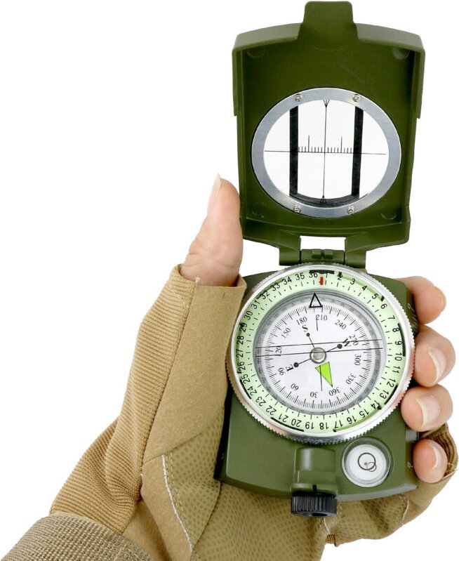 Multifunktionaler Militärkompass, Wanderkompass mit Tragetasche, professioneller wasserdichter und ausziehbarer Navigati...