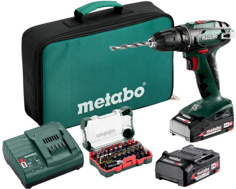 Metabo Akku-Bohrschrauber BS 18 602207930 18 V Mit 32-teiliger Bit-Box Inklusive zwei Akkus