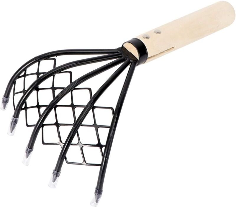 Ninja-Klauenrechen mit 5 Zinken, Holzgriff und Düse für Gartenarbeit – 26 cm – 1 Stück