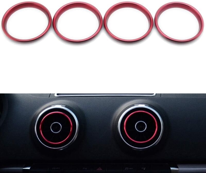 4-teiliges Set dekorativer Lüftungsringe, selbstklebend, für Autos, Klimaanlage und Lüftungsschlitze für Audi A3 S3 2013...