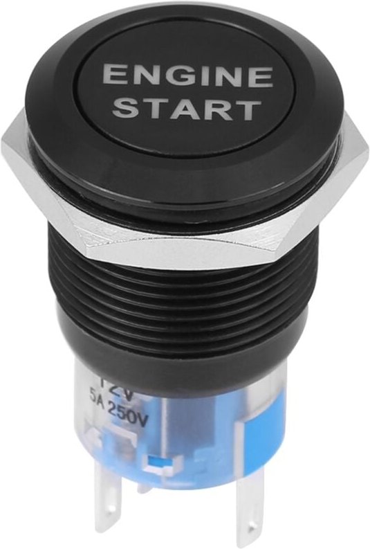 Eosnow 12 V wasserdichter Auto-Motor-Startdruckschalter, Zündstarter, schwarze Zink-Aluminium-Legierung