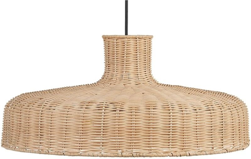 Hängeleuchte Natürlich Hellbraun 108 cm Rattan geflochten Schirm glockenförmig für Wohn- Schlaf- und Esszimmer Modernes ...
