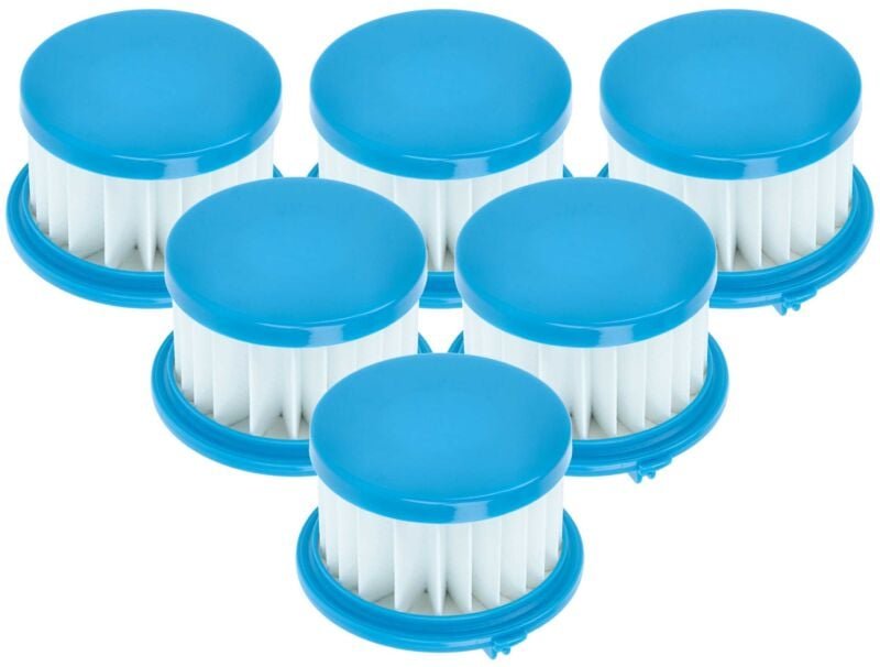 vhbw 6x Staubsaugerfilter kompatibel mit Ryobi 18V One+, PCL702, PCL702B, PCL702K Staubsauger - HEPA-Filter Blau Weiß