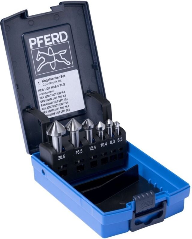 PFERD HSS-Kegelsenker-Set UGT 6-tlg. DIN 335 C 90° mit Ungleichteilung
