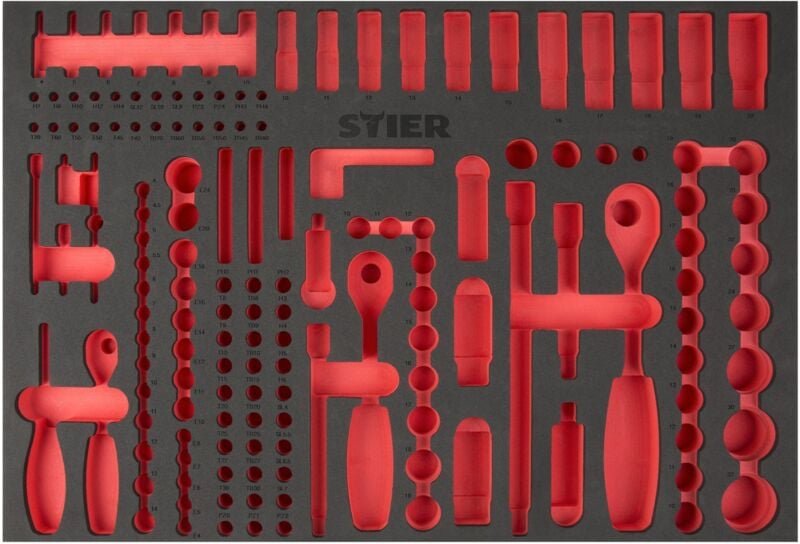STIER Weichschaumeinlage (EVA) für Steckschlüssel-Satz 179-teilig, leer, für Werkbank und Werkstattwagen, 570 x 400 x 30...