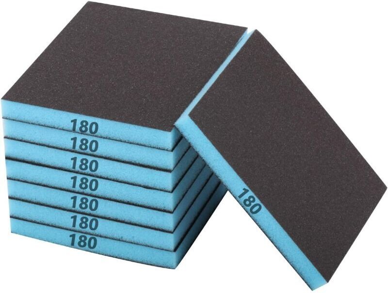 Set mit 8 Schleifschwämmen, Körnung 180, mit Wasser abwaschbar, für Holz, Metall, Kunststoff, Gipskarton oder zum Polier...