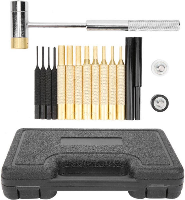 Vtizikl 17 pièces Kit de poinçon, outils de poinçonnage, fabriqué en matériau solide, y compris poinçon en acier et mart...