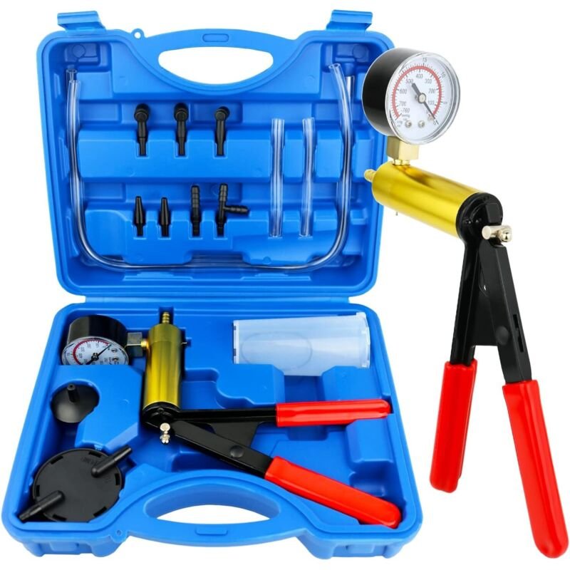 Manuelle Vakuumpumpe, Bremsenentlüftungstester mit Adaptern, tragbares Bremsenentlüftungsgerät für die Diagnose von Auto...
