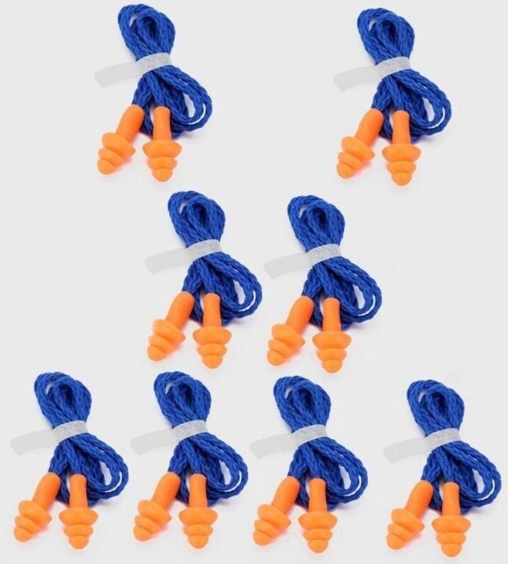 Packung mit 20 Paar wiederverwendbaren Silikon-Ohrstöpseln mit Kabel zur Geräuschdämpfung und zum Gehörschutz (orange)