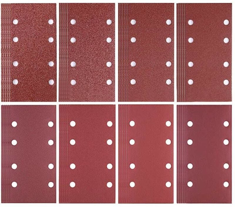 80 Blatt Schleifpapier 93 x 185 mm, 8 Löcher, Schleifpapier 40/60/80/120/180/240/320/400 für Bosch-Schleifmaschine