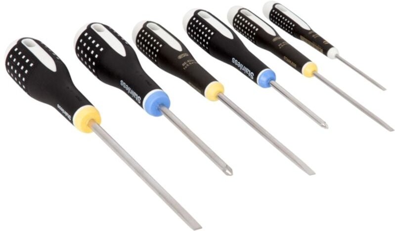 Bahco ERGO Edelstahl-Schraubendreher-Satz für Schlitz- und Pozidriv-Schrauben - 6-tlg.