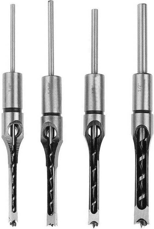 Set mit 4 Vierkantbohrern, Vierkantbohrer, Holzbohrer, Vierkantbohreinsatz und Meißel. Heimwerkerbedarf › Hand- und Elek...