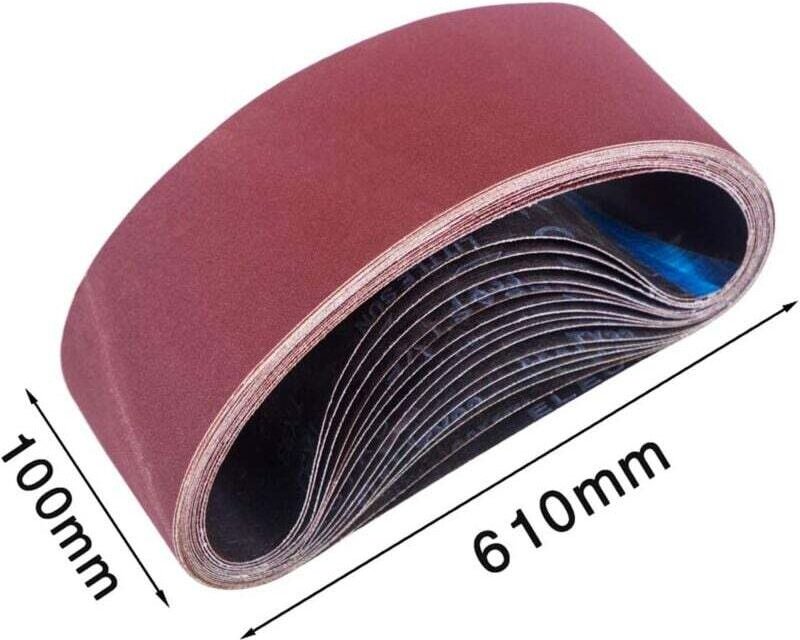 Schleifbänder 100 x 610 mm (15 Stück) ,Schleifband Set je 3 x Korn 80/120/150/240/400 für Bandschleifer Schleifmaschine,...