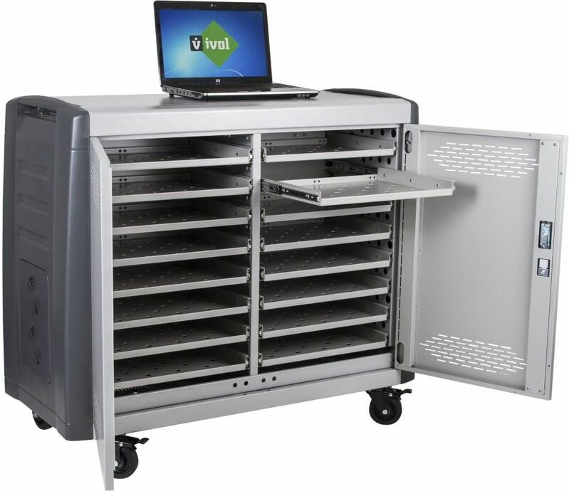Laptopwagen - Safecart 16 pro+ - Platzsparende Lagerung von 16 Laptops
