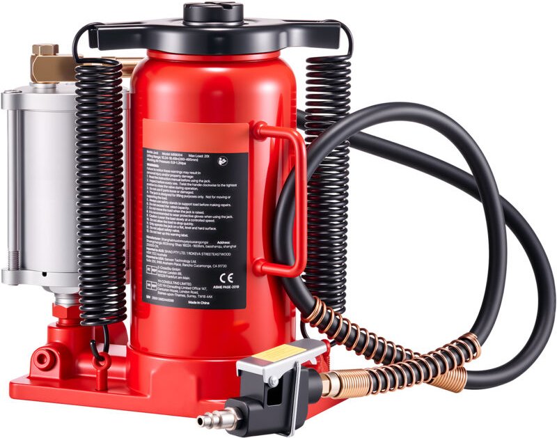 Mophorn Lufthydraulischer Flaschenheber mit 20 t Tragkraft, Hubbereich von 260–495 mm, pneumatischer und manueller Wagen...