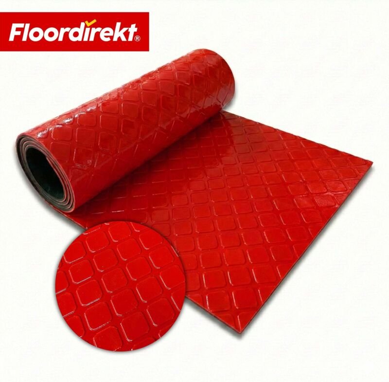 PVC-Bodenbelag Check Quadra Quadrat-Optik Rot 110 Breitex 250 cm