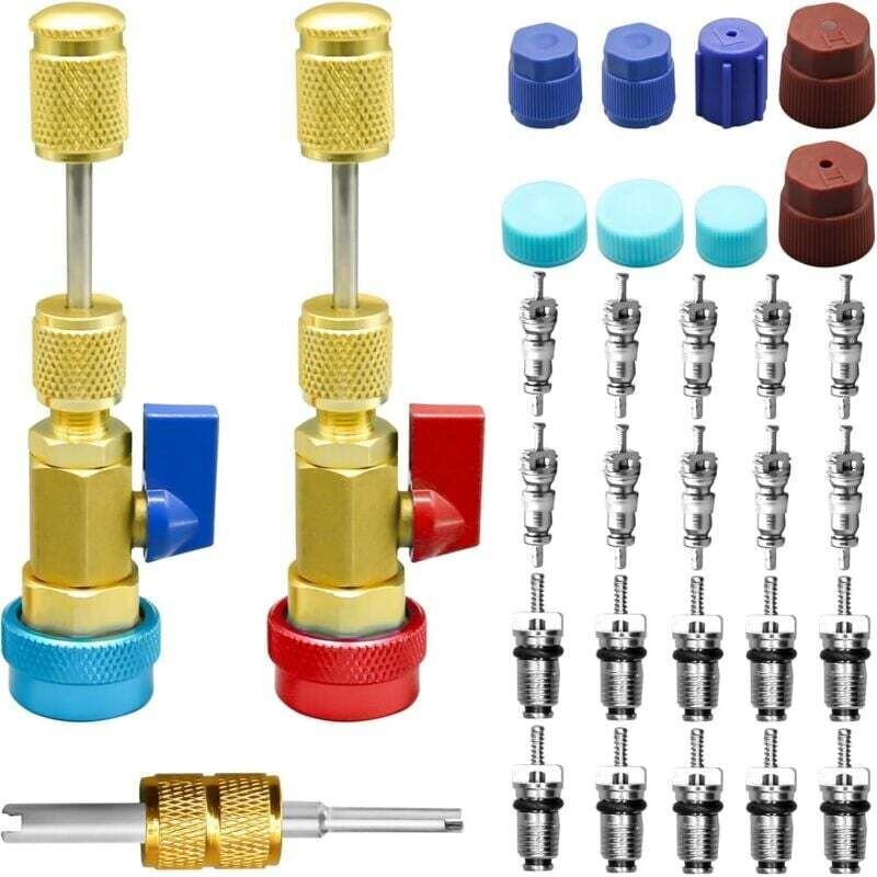 Ce kit d'outils de dégagement rapide pour noyau de valve R134A de 31 pièces convient au retrait des noyaux de valve haut...