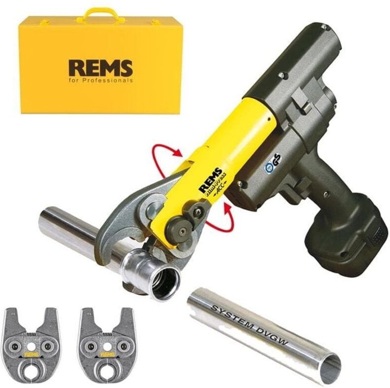 Rems - Mini-Press 14V acc Presszangen schwenkbaren Monoblock-Pressbacken