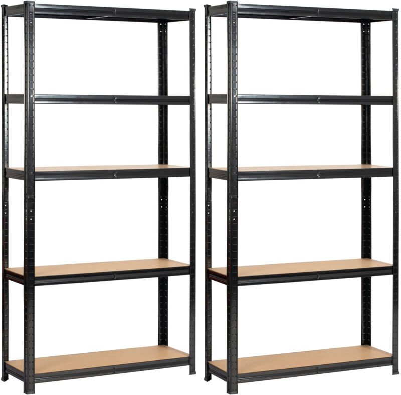 2er Set Schwerlastregal Schwarz 90 cm 10 Regalböden B90xH30xT180 cm