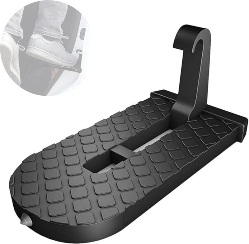 Einstiegshilfe für Autotüren, klappbares Türpedal, rutschfest zum Erreichen der Decke, mit Notfallhammer. Für Pkw, Wohnw...