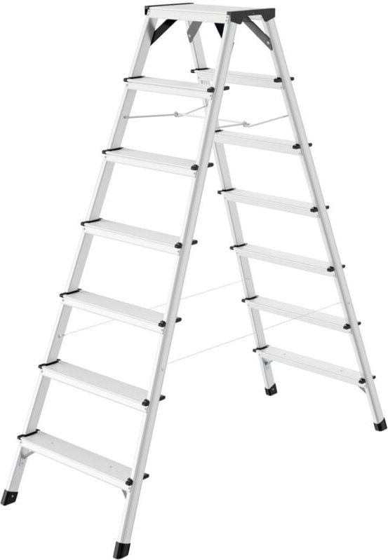 Hailo D60 StandardLine Doppelstufenleiter mit rutschsicheren geriffelten 2x7 Stufen