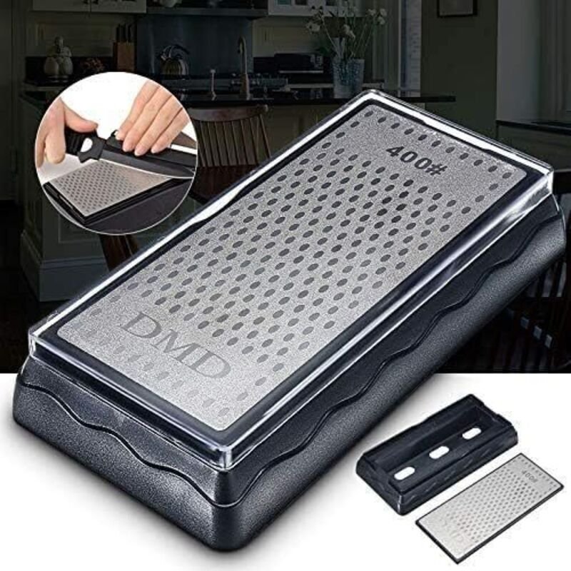 Doppelseitiger Diamant-Schärfstein, Körnung 400/1000, 150 x 63 mm, Wabenstruktur, ideal für Messerschärfer und Küchenute...