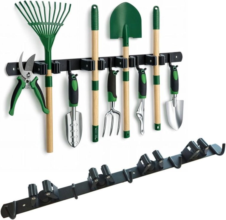 Thumbnail - 2x Besenhalter Gartengeräte Wandleiste Hakenleiste Wandhalter 49cm