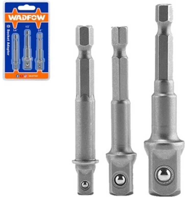 WADFOW Sechskant-Adapter-Set, 3-teilig, Material 50BV30, 1/4", 3/8", 1/2"