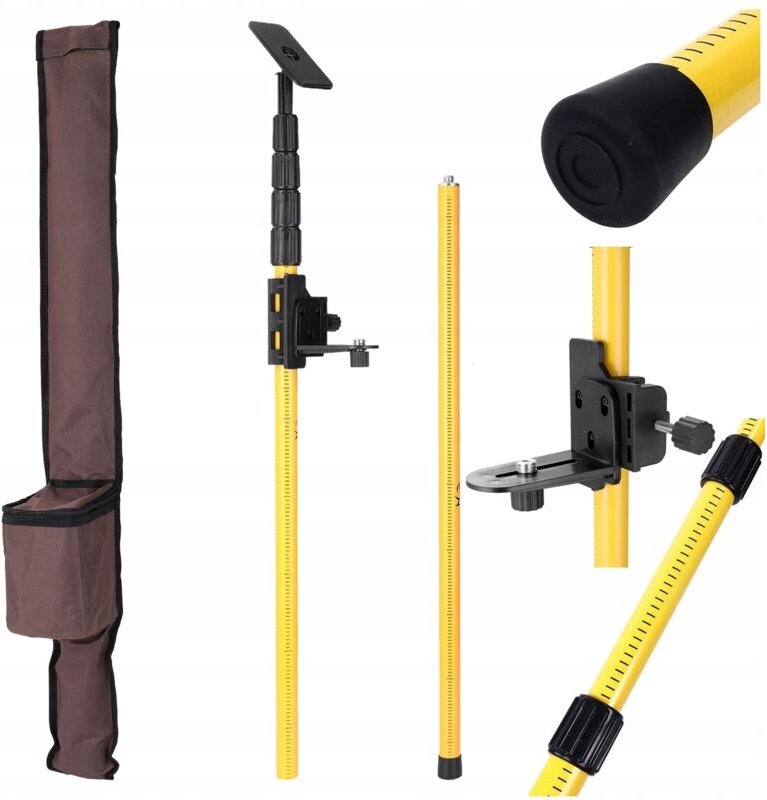 Rosfix Teleskopstange 405 cm – Aluminium-Stativ mit 1/4" Gewinde & Tragetasche Höhenverstellbar, 2-teilig Für Laser-Nive...