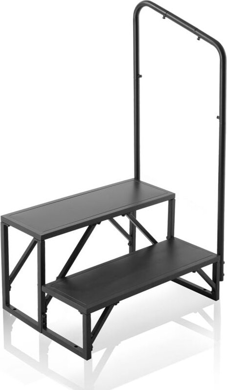 VEVOR Wohnmobil-Stufen, 2-stufige Wohnmobil-Treppe, 200 kg Tragkraft, Verdickter Kohlenstoffstahl, mit Handlauf, rutschf...