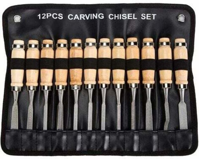 Professionelles Holzmeißel-Set, 12-teiliges scharfes Holzbearbeitungswerkzeug-Set mit Tragetasche, ideales Zimmermannsme...