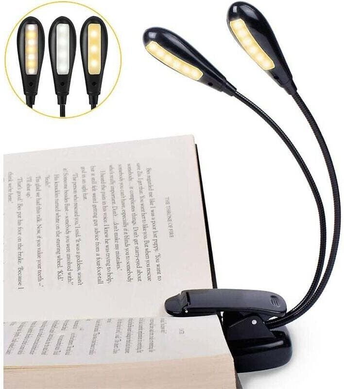 Wiederaufladbare Leselampe mit 14 LEDs, Klemmleuchte, Schreibtischlampe, 3 Helligkeitsstufen
