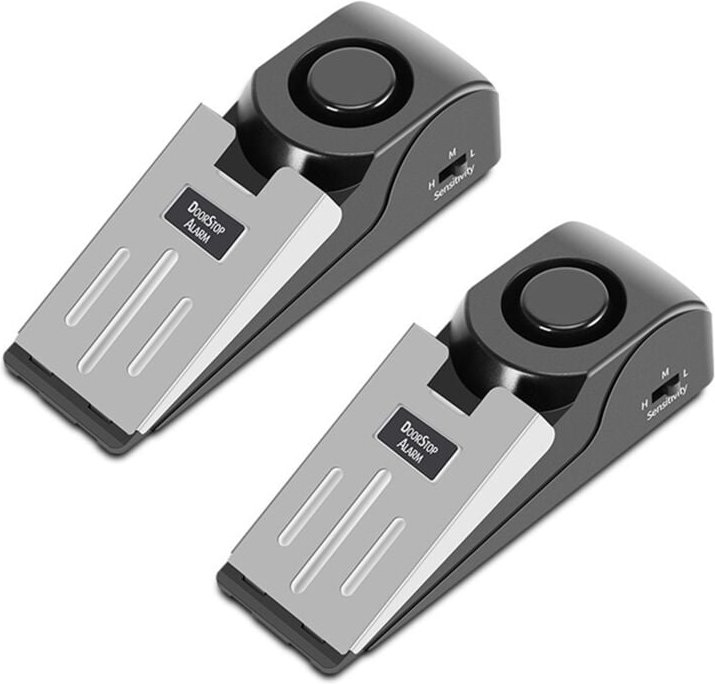 Türstopper-Alarm, mit 120 dB Sicherheitskeilgerät für Reisen, Zuhause, Hotel, 2 STK