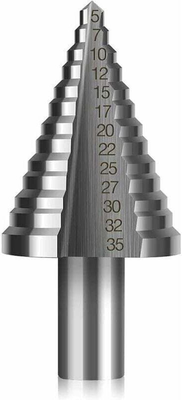 HSS-Stufenbohrer, Doppelschlitz-Kegelstufenbohrer (5 mm–35 mm) mit Titanbeschichtung, massiv, ideal zum Bohren in Stahl,...
