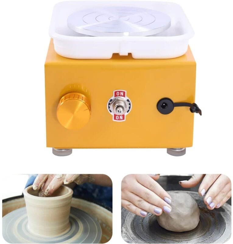 24W Töpferscheibe Elektrisch Mini 13x15cm, Gelb Electric Pottery Wheel 10 cm Turntable, Ceramic Machine für Beginners un...