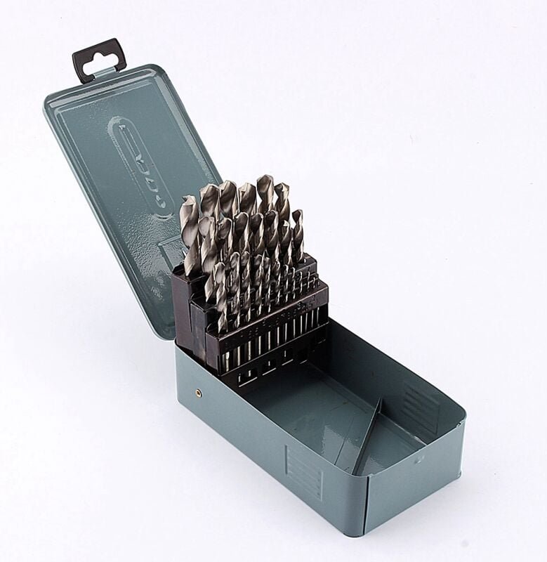 Greensen 25-teiliges Kobalt-Bohrerset, HSS-Bohrerset für Gussmetall und Edelstahl, 118° Spitzenwinkel