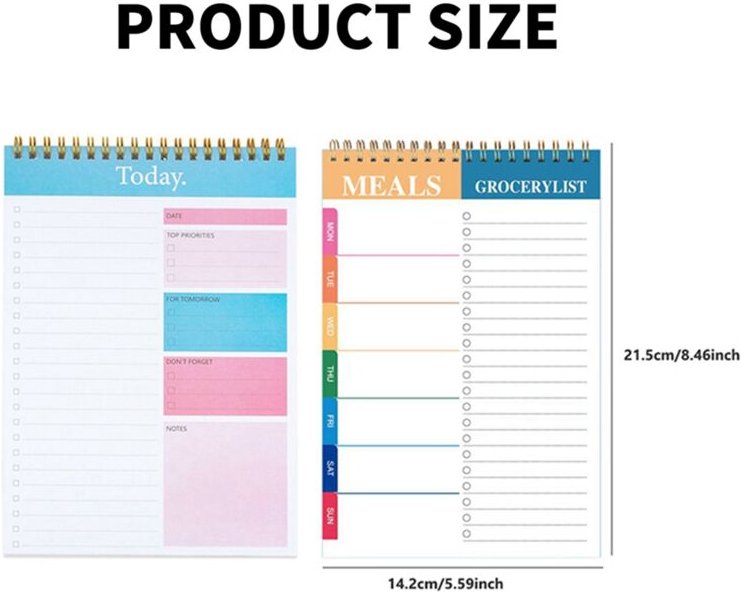 2er-Pack Notizblock-Planer-Notizbuch, wöchentlich 5,6 x 8,5 Zoll, tägliche Aufgaben, Produktivitäts-Organizer
