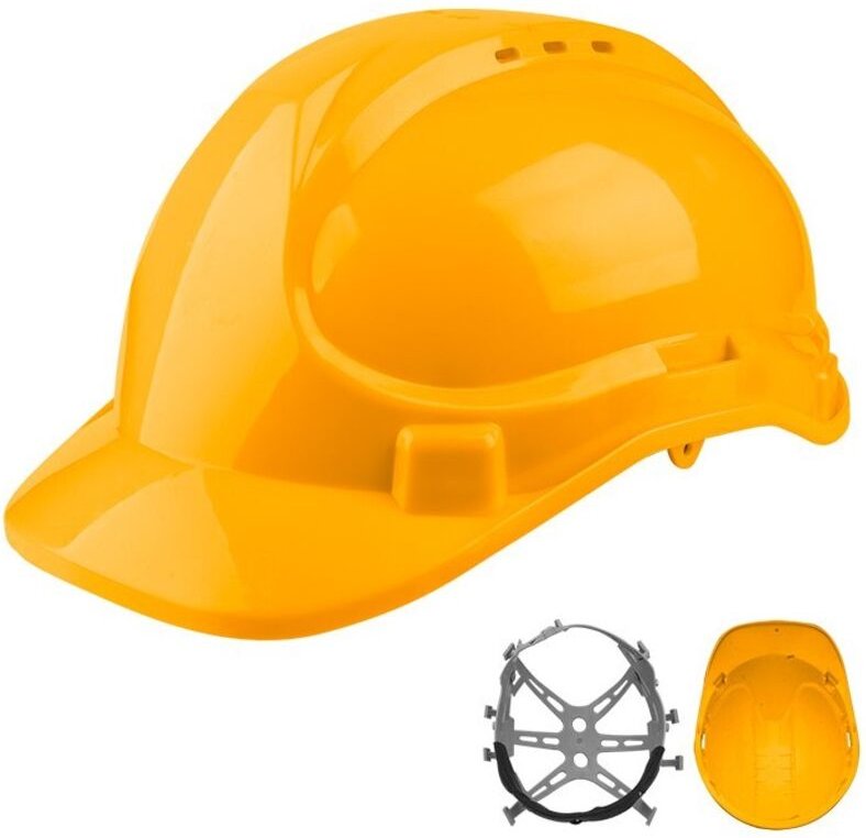 WADFOW Bauhelm – Gelb, PE-Schale, Leichtgewicht 320 g, 6-Punkt-Aufhängung, Schnallenverstellung