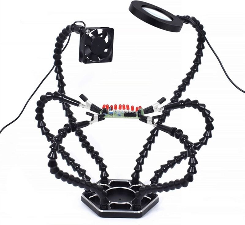 Dritte Hand Löten PCB Halter Werkzeug Helfende Hände Handwerk Hobby Schweißen Station USB DC Kühlventilatoren 6pc Flexib...