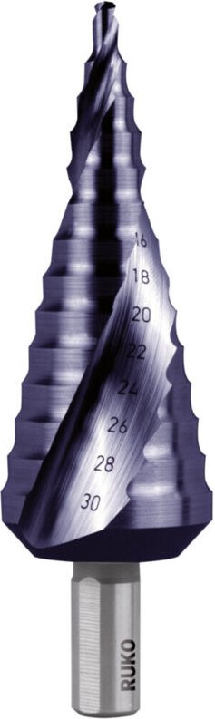 RUKO Stufenbohrer HSS-TiAlN, spiralgenutet mit Kreuzanschliff Größe Nr. 2