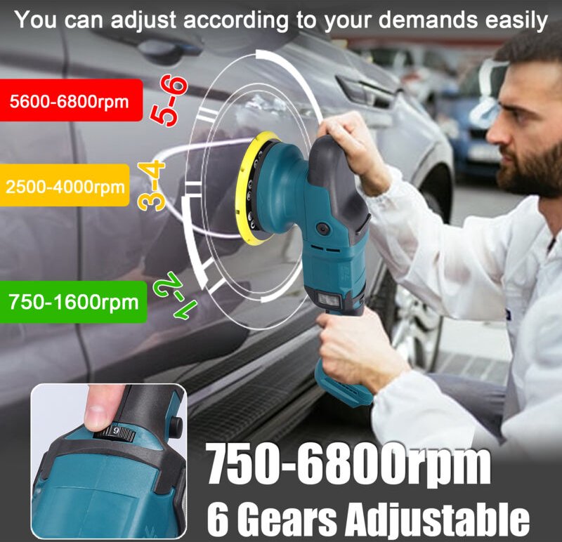 Akku-Exzenterschleifer, bürstenloser 150-mm-Motor, Holzschleifwerkzeug, Elektroautopolierer, Holzmetallwachs, Polieren, ...