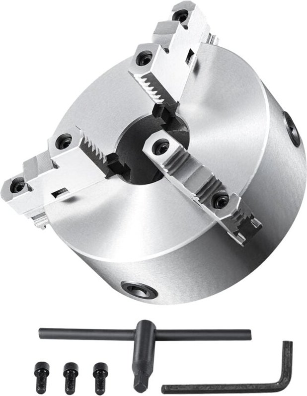 Mophorn - 10-Zoll-Drehfutter mit 3 selbstzentrierenden Backen, Spannbereich 6-250 mm (0,24-9,84 Zoll) mit T-Schlüssel-Be...