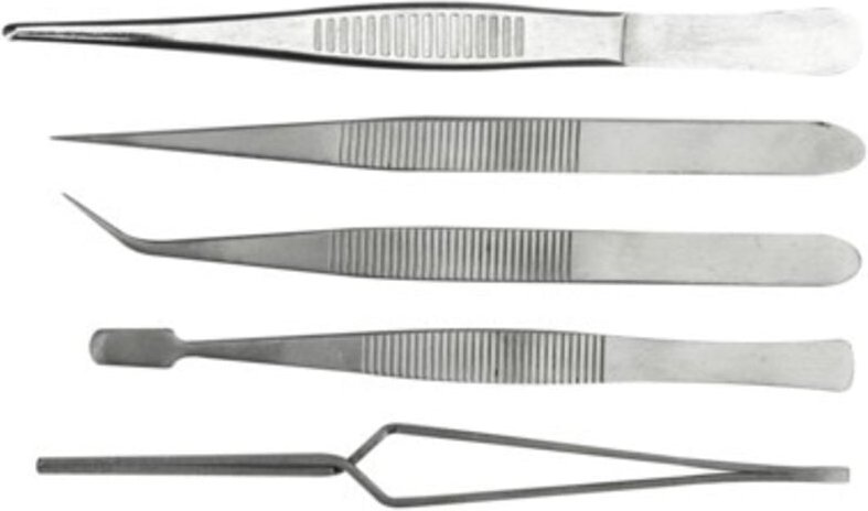 Set mit 5 kurzen Pinzetten Maxicraft