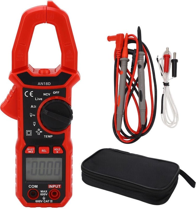 Decdeal Digitales Zangenmessgerät mit 6000 Zählwerten, hohe Genauigkeit, AC/DC-Spannung, Kondensator, Widerstand, Dioden...