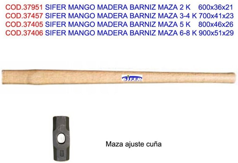 Holzgrifflack mace 6-8 k 900x51x29 mit keil - Sifer