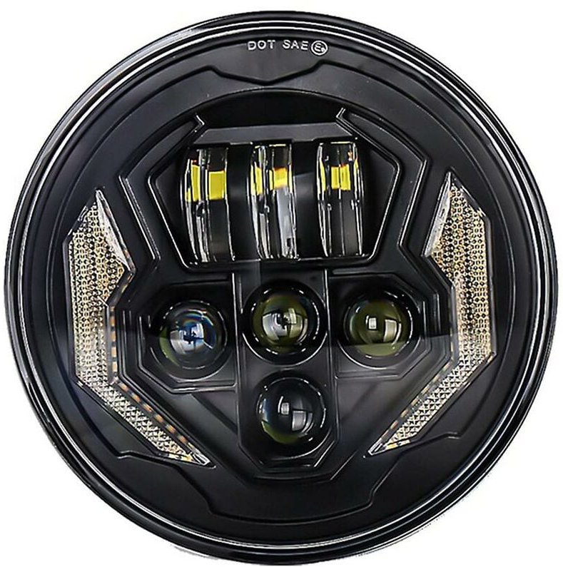 Motorrad 7 Zoll LED-Scheinwerfer, Scheinwerfer mit weißem Drl-Blinker, Hi/Lo-Beam, rund für Touren