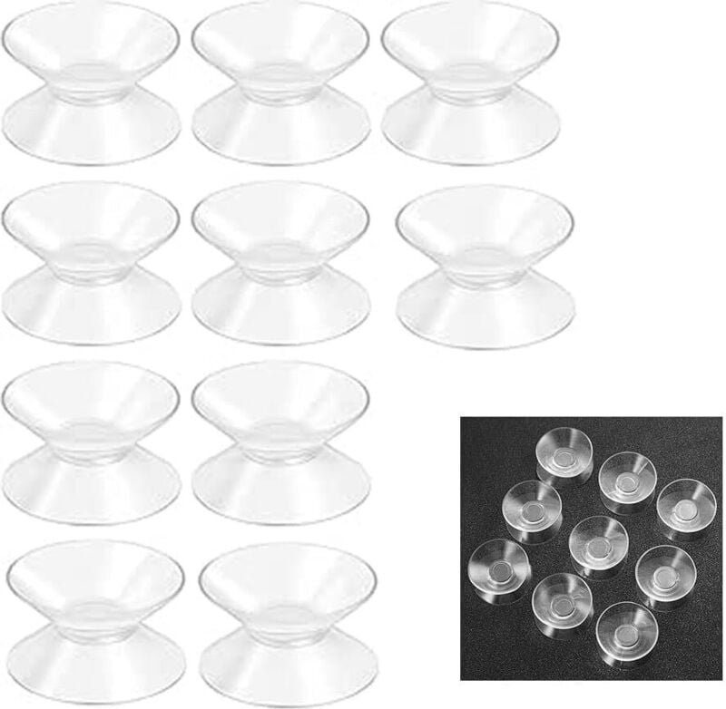 Bluedeer - 10 Kleine Doppelseitige Saugnäpfe mit Gewinde Transparente Anti-Rutsch Saugnapf Haken für Glas, Spiegel, Deko