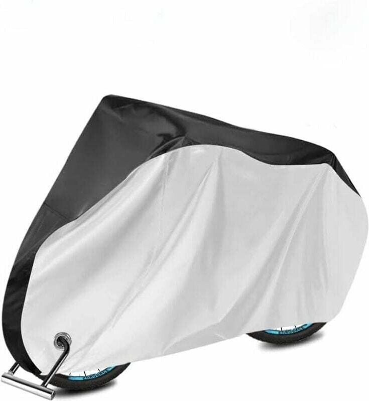 Nazalus-Schnäppchen-1 x Fahrradabdeckung Schwarz+Silber, 300D Oxford-Stoff PU, regenfest, UV-geschützt, staubdicht, ruts...
